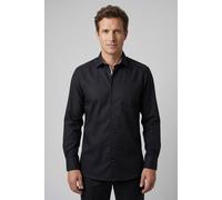 Businesshemd OLYMP "Luxor modern fit", Herren, Gr. 48, N-Gr, schwarz, Web, Obermaterial: 100% Baumwolle, tailliert, 1-Knopf-Manschette verstellbar, Hemden, mit extra langen Ärmeln (41995227-48) schwar