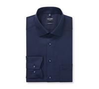Businesshemd OLYMP "Luxor modern fit New-Kentkragen", Herren, Gr. 45, N-Gr, blau (marine), Web, Obermaterial: 100% Baumwolle, hüftbedeckend, 2-Knopf-Manschette, Hemden (47649756-45) marine