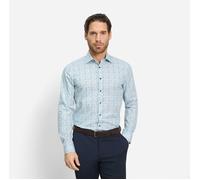 Businesshemd OLYMP "No 6 six", Herren, Gr. 44, N-Gr, blau (bleu), Web, Obermaterial: 97% Baumwolle, 3% Elastolefin, gemustert, sehr schmal hüftbedeckend, 2-Knopf-Manschette, Hemden Businesshemd, modis