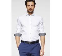 Businesshemd OLYMP "No. Six super slim", Herren, Gr. 41, N-Gr, weiß (weiß, kontrastfarbene details), Web, Obermaterial: 97% Baumwolle, 3% Elastolefin, sehr schmal, Hemden, super slim, Comfort Stretch,