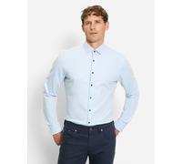 Businesshemd OLYMP "No. Six super slim", Herren, Gr. 44, N-Gr, blau (bleu), Jersey, Obermaterial: 64% Baumwolle, 27% Polyester, 9% Elasthan, Hemden, Jersey-Hemd (75053466-44) bleu