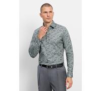 Businesshemd OLYMP "OLYMP Level Five 24/Seven, Body Fit, Kent", Herren, Gr. 38, Normaler Arm, grau (grau, grün), 64% Baumwolle, 27% Polyester, 9% Elasthan, Hemden (37599536-38) grau, grün