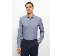 Businesshemd OLYMP "OLYMP Level Five 24/Seven, body fit, Modern Kent", Herren, Gr. 44, Normaler Arm, marine, 86% Polyamid, 14% Elasthan, Hemden (69622060-44) marine