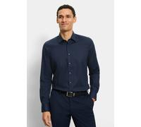 Langarmhemd OLYMP "Level Five", Herren, Gr. 38, N-Gr, marine, Web, Obermaterial: 97% Baumwolle, 3% Elastolefin, normal, 2-Knopf-Manschette, Hemden Langarmhemd, Under-Button-down-Kragen, Businesshemd,