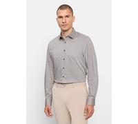 Langarmhemd OLYMP "Level Five", Herren, Gr. 44, N-Gr, beige (braun), Web, Obermaterial: 97% Baumwolle, 3% Elastolefin, 2-Knopf-Manschette, Hemden, Businesshemd, Body Fit, Kentkragen (90300050-44) brau