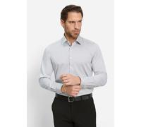 Businesshemd OLYMP "Level Five body fit", Herren, Gr. 37, N-Gr, grau (mittelgrau), Web, Obermaterial: 97% Baumwolle, 3% Elastolefin, unifarben, schmal, verstellbar 1-Knopf-Manschette mit Knöpfen, Hemd