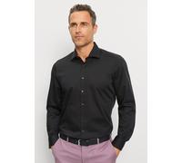 Businesshemd OLYMP "Level Five body fit", Herren, Gr. 40, N-Gr, schwarz, Web, Obermaterial: 97% Baumwolle, 3% Elastolefin, 2-Knopf-Manschette, Hemden, schlichtes Design (33823459-40) schwarz