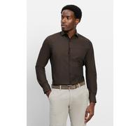Businesshemd OLYMP "OLYMP Level Five, Body Fit, Royal Kent", Herren, Gr. 37, Normaler Arm, braun (schwarz, braun), 97% Baumwolle, 3% Elastolefin, Hemden (17660664-37) schwarz, braun