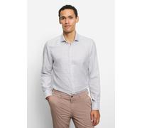 OLYMP Langarmhemd Level Five Damen Gr. 42 Braun Kariert 100% Baumwolle Body-Fit Royal Kentkragen