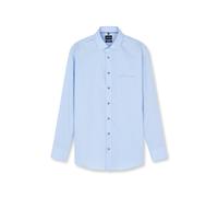 Langarmhemd OLYMP "Luxor", Herren, Gr. 44, N-Gr, blau (bleu), Web, Obermaterial: 100% Baumwolle, gemustert, comfort fit hüftbedeckend, 2-Knopf-Manschette verstellbar, Hemden, Businesshemd, New-Kentkra