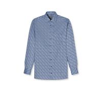 Langarmhemd OLYMP "Luxor", Herren, Gr. 42, Verlängerter Arm, marine, Web, Obermaterial: 100% Baumwolle, gemustert, comfort fit normal, 2-Knopf-Manschette verstellbar, Hemden, New Kentkragen, comfort f