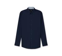 Langarmhemd OLYMP "Luxor", Herren, Gr. 39, N-Gr, marine, Web, Obermaterial: 100% Baumwolle, unifarben, normal, 2-Knopf-Manschette, Hemden, modern fit, Button-down-Kragen, Businesshemd (91890254-39) ma