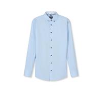 Langarmhemd OLYMP "Luxor", Herren, Gr. 42, N-Gr, hellblau, Web, Obermaterial: 100% Baumwolle, unifarben, normal, 2-Knopf-Manschette, Hemden, modern fit, Button-down-Kragen, Businesshemd (35425155-42)
