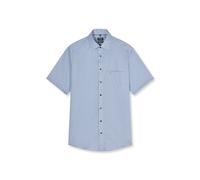 Kurzarmhemd OLYMP "Luxor", Herren, Gr. 44, N-Gr, rauchblau, Web, Obermaterial: 100% Baumwolle, normal, Hemden, Businesshemd, modern fit, New Kentkragen (45788952-44) rauchblau