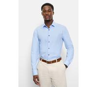 Businesshemd OLYMP "OLYMP No. Six 24/Seven, super slim, Modern Kent", Herren, Gr. 42, Normaler Arm, bleu, 64% Baumwolle, 27% Polyester, 9% Elasthan, Hemden (98622238-42) bleu