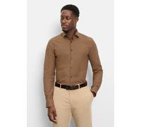Businesshemd OLYMP "OLYMP No. Six 24/Seven, super slim, Modern Kent", Herren, Gr. 42, Normaler Arm, braun, 64% Baumwolle, 27% Polyester, 9% Elasthan, Hemden (34884248-42) braun