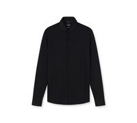 OLYMP Japanese Knitted Modern Fit Jerseyhemd schwarz, Einfarbig