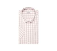 Businesshemd SEIDENSTICKER "Comfort", Herren, Gr. XL (43), normale Ärmellängen, beige, 100% Baumwolle, kariert, comfort fit, Kurzarm gerader Abschluss, Hemden, Comfort Kurzarm Button-Down-Kragen Karo