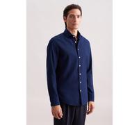 Businesshemd SEIDENSTICKER, Herren, Gr. L (42), normale Ärmellängen, blau (dunkelblau), 100% Baumwolle, Strukturmuster, slim fit, 2-Knopf-Manschette, Hemden, Slim 1/1 Kentkragen Struktur (62663848-42)