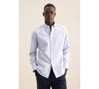 Businesshemd SEIDENSTICKER, Herren, Gr. L (42), normale Ärmellängen, blau (mittelblau), 100% Baumwolle, unifarben, slim fit, 2-Knopf-Manschette, Hemden, Slim 1/1 Button-Down-Kragen Uni (39844659-42) m