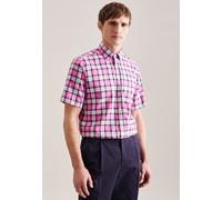 Businesshemd SEIDENSTICKER "Regular", Damen, Gr. L41, normale Ärmellängen, pink, 100% Baumwolle, kariert, regular fit, gerader Abschluss, Hemden Businesshemd, Regular 1/2 Button-Down-Kragen Karo (5420
