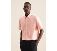 Businesshemd SEIDENSTICKER "Regular", Herren, Gr. L42, normale Ärmellängen, orange, 100% Baumwolle, Strukturmuster, regular fit, gerader Abschluss, Hemden, Regular 1/2 Button-Down-Kragen Struktur (268