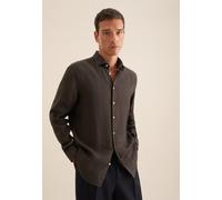 Businesshemd SEIDENSTICKER "Regular", Herren, Gr. L41, normale Ärmellängen, grün, 100% Leinen, unifarben, regular fit, 2-Knopf-Manschette, Hemden Businesshemd, Regular 1/1 Kentkragen Uni (86366335-41)