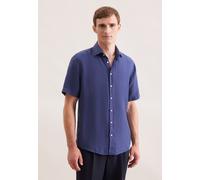 Businesshemd SEIDENSTICKER "Regular", Herren, Gr. L (42), blau (mittelblau), 100% Leinen, unifarben, regular fit, gerader Abschluss, Hemden, Regular 1/2 Kentkragen Uni (41711959-42) mittelblau