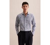 Businesshemd SEIDENSTICKER "Regular", Herren, Gr. M (39), normale Ärmellängen, blau, 100% Baumwolle, geblümt, regular fit, Langarm 2-Knopf-Manschette, Hemden, Regular Langarm Kentkragen Floral (530888