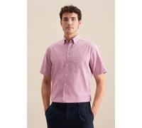 Businesshemd SEIDENSTICKER "Regular", Herren, Gr. M (39), normale Ärmellängen, lila (berry), 100% Baumwolle, Strukturmuster, regular fit, gerader Abschluss, Hemden, Regular 1/2 Button-Down-Kragen Stru