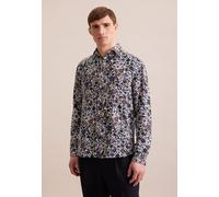 Leinen Business Hemd in Regular mit Kentkragen Floral Braun 39 (01.146330-0027-39)