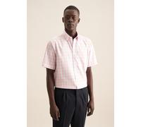 Businesshemd SEIDENSTICKER "Regular", Herren, Gr. M (40), normale Ärmellängen, orange, 100% Baumwolle, kariert, regular fit, Kurzarm gerader Abschluss, Hemden, Regular Kurzarm Button-Down-Kragen Karo