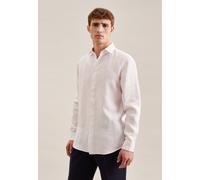 Businesshemd SEIDENSTICKER "Regular", Herren, Gr. M40, normale Ärmellängen, rosa (hellrosa), 100% Leinen, gestreift, regular fit, 2-Knopf-Manschette, Hemden Businesshemd, Regular 1/1 Kentkragen Streif