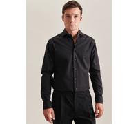 Businesshemd SEIDENSTICKER "Regular", Herren, Gr. M40, normale Ärmellängen, schwarz, 100% Baumwolle, unifarben, regular fit, 2-Knopf-Manschette, Hemden, Regular 1/1 Kentkragen (19885014-40) schwarz