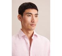 Businesshemd SEIDENSTICKER "Regular", Herren, Gr. XL (43), normale Ärmellängen, rosa (hellrosa), 100% Leinen, unifarben, regular fit, Kurzarm gerader Abschluss, Hemden, Regular Kurzarm Kentkragen Uni