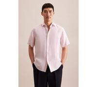 Businesshemd SEIDENSTICKER "Regular", Herren, Gr. XL44, normale Ärmellängen, rosa (hellrosa), 100% Leinen, unifarben, regular fit, gerader Abschluss, Hemden, Regular 1/2 Kentkragen Uni (89438568-44) h