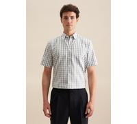 Businesshemd SEIDENSTICKER "Regular", Herren, Gr. XXL45, normale Ärmellängen, grün (sage grün), 100% Baumwolle, kariert, regular fit, gerader Abschluss, Hemden Businesshemd, Regular 1/2 Button-Down-Kr