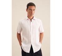 Businesshemd SEIDENSTICKER "Regular", Herren, Gr. XXL (45), normale Ärmellängen, rosa (hellrosa), 100% Leinen, gestreift, regular fit, Kurzarm gerader Abschluss, Hemden, Regular Kurzarm Kentkragen Str