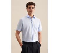 Businesshemd SEIDENSTICKER "Regular", Herren, Gr. XXL (46), normale Ärmellängen, blau (hellblau), 100% Baumwolle, unifarben, regular fit, Kurzarm gerader Abschluss, Hemden, Regular Kurzarm Kentkragen