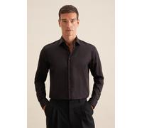 Businesshemd SEIDENSTICKER "Schwarze Rose", Herren, Gr. 3XL (47), normale Ärmellängen, schwarz, 100% Baumwolle, unifarben, regular fit, 2-Knopf-Manschette, Hemden, Regular 1/1 Kentkragen Uni (88805044
