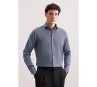 Businesshemd SEIDENSTICKER "Schwarze Rose", Herren, Gr. 3XL (48), normale Ärmellängen, blau (dunkelblau), 100% Baumwolle, Hahnentrittmuster, regular fit, 2-Knopf-Manschette, Hemden Businesshemd, Regul