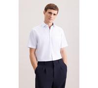 Businesshemd SEIDENSTICKER "Schwarze Rose", Herren, Gr. 4XL (50), normale Ärmellängen, blau, 100% Baumwolle, bedruckt, comfort fit, Hemden, Comfort 1/2 Kentkragen Druck (65855852-50) blau