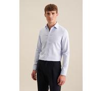 Businesshemd SEIDENSTICKER "Schwarze Rose", Herren, Gr. L (41), normale Ärmellängen, blau, 100% Baumwolle, Strukturmuster, unifarben, tailored fit, 2-Knopf-Manschette, Hemden, Shaped 1/1 Kentkragen St