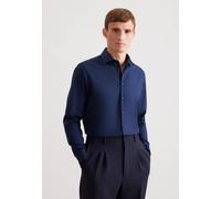 Businesshemd SEIDENSTICKER "Schwarze Rose", Herren, Gr. L (41), normale Ärmellängen, blau (dunkelblau), 100% Baumwolle, unifarben, tailored fit, 2-Knopf-Manschette, Hemden, Shaped 1/1 Kentkragen Uni (