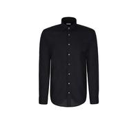 Businesshemd SEIDENSTICKER "Schwarze Rose", Herren, Gr. L (41), normale Ärmellängen, schwarz (dunkelblau), 50% Wolle, 50% Polyester, unifarben, regular fit, 2-Knopf-Manschette, Hemden, Regular 1/1 Ken