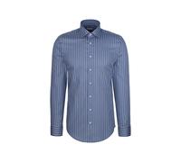 Businesshemd SEIDENSTICKER "Schwarze Rose", Herren, Gr. L (42), normale Ärmellängen, blau, 100% Baumwolle, gestreift, slim fit, 2-Knopf-Manschette, Hemden, Slim 1/1 Kentkragen Gestreift (90624858-42)