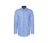 Businesshemd SEIDENSTICKER "Schwarze Rose", Herren, Gr. L (42), normale Ärmellängen, blau, 100% Baumwolle, unifarben, regular fit, 2-Knopf-Manschette, Hemden, Regular 1/1 Button-Down-Kragen Uni (81857