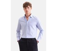 Businesshemd SEIDENSTICKER "Schwarze Rose", Herren, Gr. L (42), normale Ärmellängen, blau (mittelblau), 100% Baumwolle, gestreift, tailored fit, 2-Knopf-Manschette, Hemden, Shaped 1/1 Kentkragen Gestr