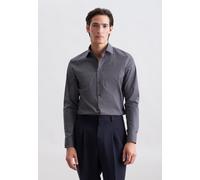 Businesshemd SEIDENSTICKER "Schwarze Rose", Herren, Gr. L (42), normale Ärmellängen, braun, 100% Baumwolle, bedruckt, tailored fit, 2-Knopf-Manschette, Hemden, Shaped 1/1 Kentkragen Druck (88316806-42