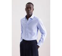 Businesshemd SEIDENSTICKER "Schwarze Rose", Herren, Gr. L (42), normale Ärmellängen, mittelblau, 100% Baumwolle, Strukturmuster, slim fit, 2-Knopf-Manschette, Hemden, Slim 1/1 Kentkragen Struktur (510
